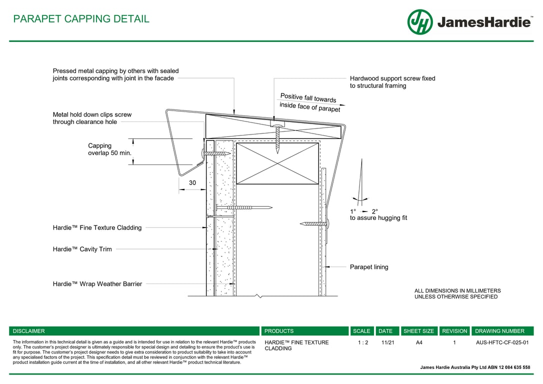 AUSHFTCCF02501 PARAPET CAPPING DETAIL